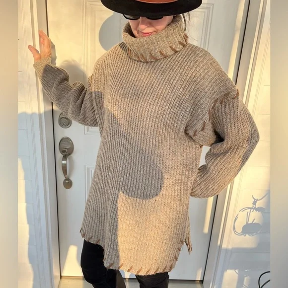 QPS Turtleneck Chunky Wool Sweater XL - Picture 1 of 13